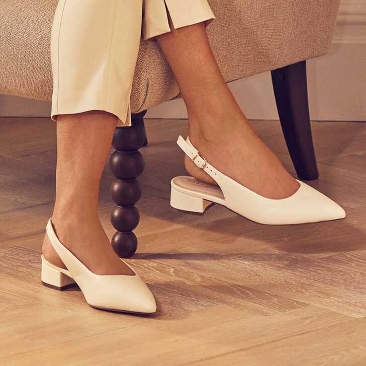 Paradox London Fiorenza Cream Faux Leather Wide Fit Court Shoes